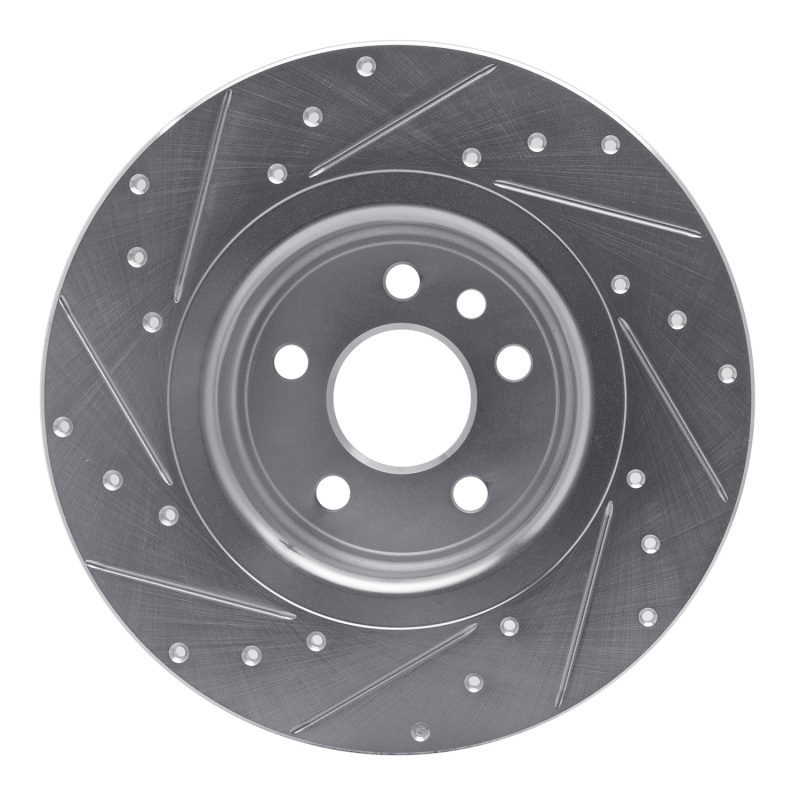 Land Rover Range Rover Evoque Brake Rotor (1) - Rear Right - R1 Concepts - Drilled & Slotted - Silver - `16-`19